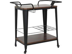 RELIX Trolley Bar-Pro Μέταλλο Βαφή Μαύρο, MDF Απόχρωση Καρυδί (Ε5211,1)