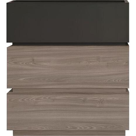 VANITY Κομοδίνο 3 Συρτάρια Αποχρώσεων Sonoma Oak & Grey, με Αποσπώμενα χρωματικά Μέρη (Ε7352,1)
