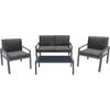 RIVIAN Set Σαλόνι Κήπου 4τεμ, Μέταλλο Βαφή Ανθρακί, Μαξιλάρια Γκρι (Ε6846)