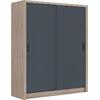 VANITY Ντουλάπα Δίφυλλη - Συρόμενη, Αποχρώσεων Sonoma Oak & Grey (Ε7355,1)