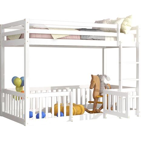 ΠΑΙΔΙΚΗ ΚΟΥΚΕΤΑ τ.MONTESSORI ΜΕ ΠΑΡΚΑΚΙ PLAYKID HM703.03 ΞΥΛΟ ΠΕΥΚΟΥ ΛΕΥΚΟ ΓΙΑ 190x90εκ