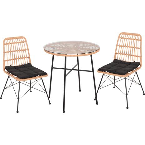 ΣΕΤ ΕΞΩΤΕΡΙΚΟΥ ΧΩΡΟΥ 3ΤΜΧ ALLEGRA HM10477 WICKER ΜΠΕΖ-ΜΕΤΑΛΛΟ ΜΑΥΡΟ