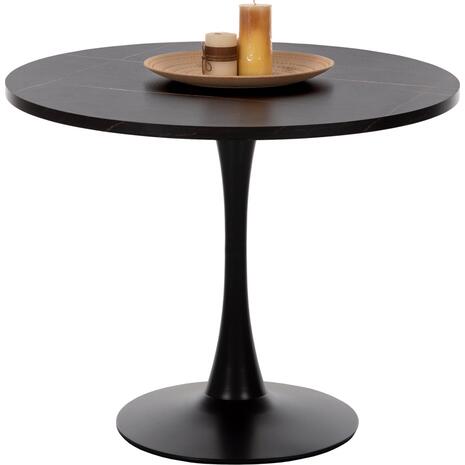 ΤΡΑΠΕΖΙ ΤΡΑΠΕΖΑΡΙΑΣ ROLLO HM9421.12 ΣΤΡΟΓΓΥΛΟ BLACK MARBLE Φ90x74Υεκ.