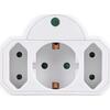Αντάπτορας ρεύματος POWERTECH PT-816, 1x schuko, 2x euro, 16A, λευκός με προστασία υπέρτασης
