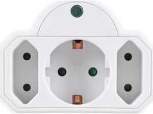Αντάπτορας ρεύματος POWERTECH PT-816, 1x schuko, 2x euro, 16A, λευκός με προστασία υπέρτασης
