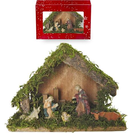 Φάτνη ξύλινη μεσαία Xmasfest 22x15cm