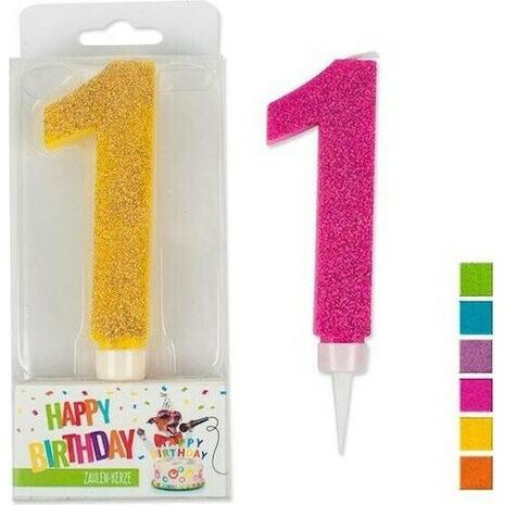 Κερί γενεθλίων Trend Glitter Maxi No 1 σε 6 διαφορετικά χρώματα