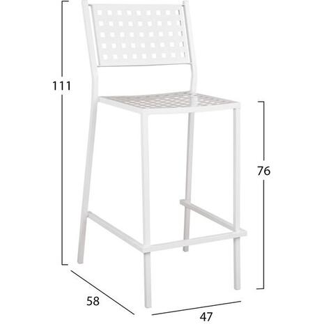 Σκαμπό Bar Olympias μεταλλικό 47x58x111 εκ. λευκό HM5528.02 (1 τεμάχιο) (Λευκό)