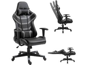 BF9050 Gaming Πολυθρόνα Γραφείου, Ανάκλιση Πλάτης έως 90°, Pu Μαύρο - Γκρι (ΕΟ588,3) (Μαύρο)