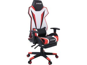 BF9550 Gaming Relax Πολυθρόνα με Υποπόδιο, Μπράτσα Up Down, Pu-Mesh, Μαύρο-Κόκκινο-Άσπρο (ΕΟ584,1) (Κόκκινο)
