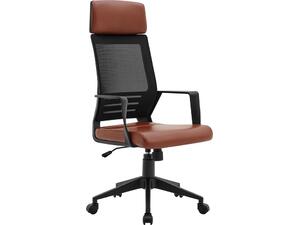 BF2500 Πολυθρόνα Γραφείου Διευθυντή Mesh Μαύρο - Pu Καφέ (ΕΟ607,3) (Καφέ)