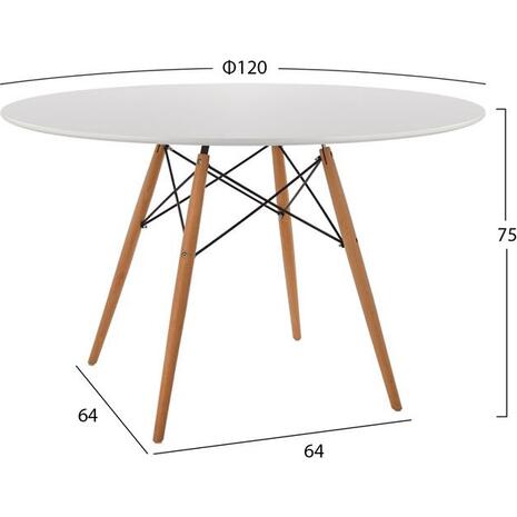 ΤΡΑΠΕΖΙ MINIMAL ΣΤΡΟΓΓΥΛΟ HM8454.01 MDF ΣΕ ΛΕΥΚΟ-ΠΟΔΙΑ ΟΞΙΑΣ ΣΕ ΦΥΣΙΚΟ Φ120Χ75Υεκ.