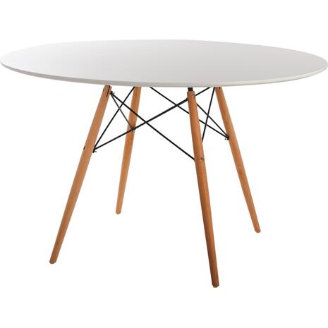 ΤΡΑΠΕΖΙ MINIMAL ΣΤΡΟΓΓΥΛΟ HM8454.01 MDF ΣΕ ΛΕΥΚΟ-ΠΟΔΙΑ ΟΞΙΑΣ ΣΕ ΦΥΣΙΚΟ Φ120Χ75Υεκ.