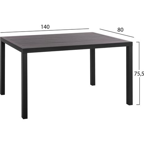 ΤΡΑΠΕΖΙ ΤΡΑΠΕΖΑΡΙΑΣ ΑΛΟΥΜΙΝΙΟΥ SAHIRA HM5571.02 ΑΝΘΡΑΚΙ 140Χ80X75,5Υεκ.