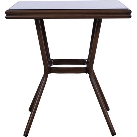 ΤΡΑΠΕΖΙ ΑΛΟΥΜΙΝΙΟΥ HARLOW 70X70X76Υ ΜΕ ΟΨΗ BAMBOO HM5568.03 ΚΑΦΕ ΜΕ ΓΥΑΛΙ