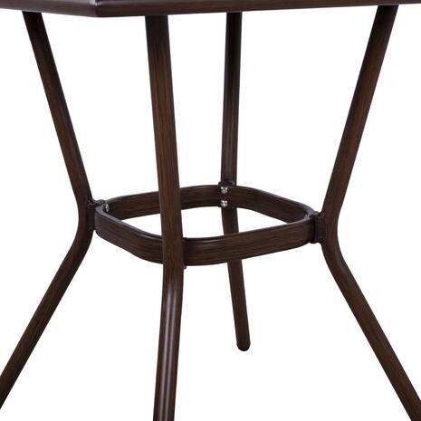 ΤΡΑΠΕΖΙ ΑΛΟΥΜΙΝΙΟΥ HARLOW 70X70X76Υ ΜΕ ΟΨΗ BAMBOO HM5568.03 ΚΑΦΕ ΜΕ ΓΥΑΛΙ
