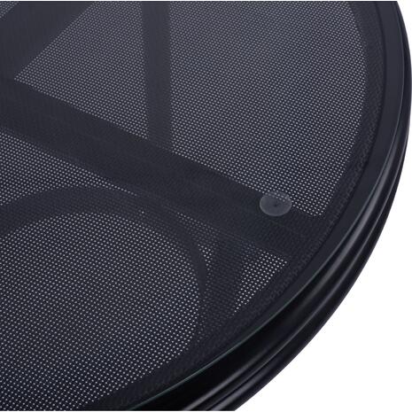 ΤΡΑΠΕΖΙ ΑΛΟΥΜΙΝΙΟΥ MOSES Φ70 BAMBOO LOOK HM5532.02 ΜΑΥΡΟ ΜΕ ΓΥΑΛΙ Φ70X76 εκ