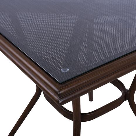 ΤΡΑΠΕΖΙ ΑΛΟΥΜΙΝΙΟΥ HARLOW 70X70X76Υ ΜΕ ΟΨΗ BAMBOO HM5568.03 ΚΑΦΕ ΜΕ ΓΥΑΛΙ