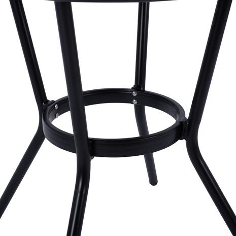 ΤΡΑΠΕΖΙ ΑΛΟΥΜΙΝΙΟΥ MOSES Φ70 BAMBOO LOOK HM5532.02 ΜΑΥΡΟ ΜΕ ΓΥΑΛΙ Φ70X76 εκ