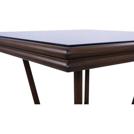 ΤΡΑΠΕΖΙ ΑΛΟΥΜΙΝΙΟΥ HARLOW 70X70X76Υ ΜΕ ΟΨΗ BAMBOO HM5568.03 ΚΑΦΕ ΜΕ ΓΥΑΛΙ