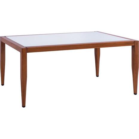 ΤΡΑΠΕΖΙ MEIR ΣΑΛΟΝΙΟΥ ΑΛΟΥΜΙΝΙΟΥ BAMBOO LOOK ΜΕ ΓΥΑΛΙ 100Χ58Χ46 HM5551.01