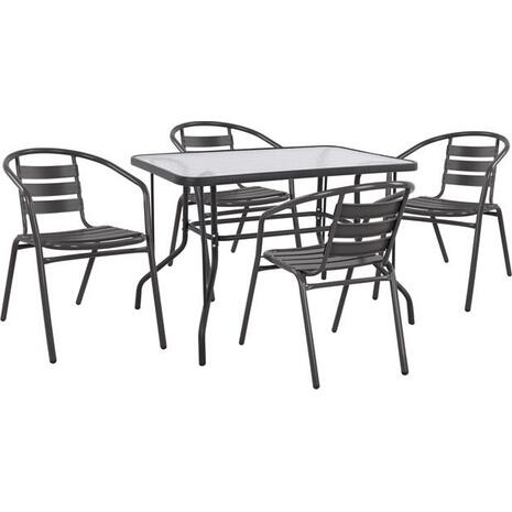 ΣΕΤ ΤΡΑΠΕΖΑΡΙΑΣ 5ΤΜΧ ADAM HM21220.01 ΚΑΡΕΚΛΕΣ ΜΕΤΑΛΛΙΚΕΣ & ΤΡΑΠΕΖΙ 110x60 ΓΚΡΙ