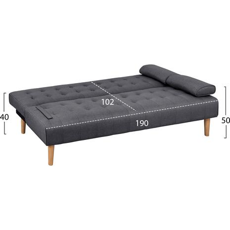 ΚΑΝΑΠΕΣ ΚΡΕΒΑΤΙ WANDA HM3149.01 ΜΕ ΓΚΡΙ ΥΦΑΣΜΑ ΚΑΙ 2 ΠΛΑΙΝΑ ΜΑΞΙΛΑΡΙΑ 190X84X83Y εκ.