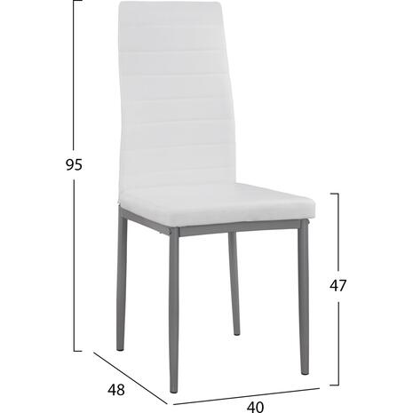 ΚΑΡΕΚΛΑ ΜΕΤΑΛΛΙΚΗ LADY HM0037.11 ΛΕΥΚΟ PU ΜΕΤΑΛΛΙΚΟ ΣΚΕΛΕΤΟ K/D 40x48x95Y εκ. (σετ 4 τεμαχίων)