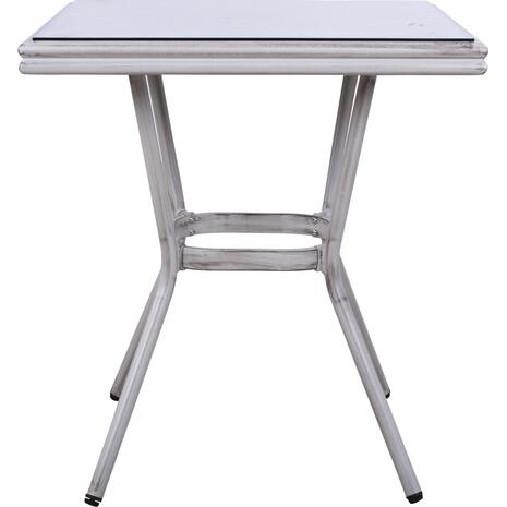 ΤΡΑΠΕΖΙ ΑΛΟΥΜΙΝΙΟΥ HARLOW 70X70X76 BAMBOO LOOK HM5568.01 ΛΕΥΚΗ ΠΑΤΙΝΑ ΜΕ ΓΥΑΛΙ