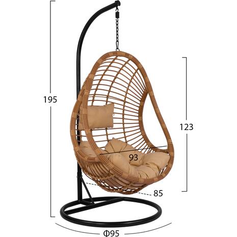ΚΡΕΜΑΣΤΗ ΠΟΛΥΘΡΟΝΑ ΦΩΛΙΑ CALLIE HM5541.01 ΜΕ WICKER & ΜΑΞΙΛΑΡΙΑ ΜΠΕΖ Φ95Χ195Υ εκ.