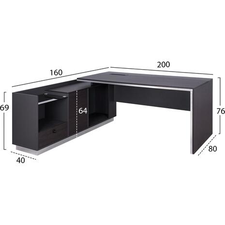 ΓΡΑΦΕΙΟ ΕΠΑΓΓΕΛΜΑΤΙΚΟ ΑΡΙΣΤΕΡΗ ΓΩΝΙΑ ROSEWOOD HM2112L 200X160X76Υ εκ.