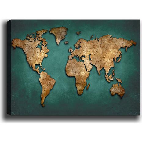 ΠΙΝΑΚΑΣ ΚΑΜΒΑΣ WORLD MAP HM7197.01 100X3X70 εκ.