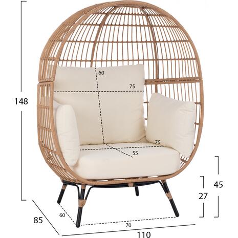 ΠΟΛΥΘΡΟΝΑ ΦΩΛΙΑ ALLEGRA HM5764 ΜΕ WICKER ΣΕ ΜΠΕΖ ΑΠΟΧΡΩΣΗ 110x85x148 εκ.