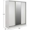 ΝΤΟΥΛΑΠΑ 3ΦΥΛΛΗ ΣΥΡΟΜΕΝΗ ΜΕ ΚΑΘΡΕΦΤΗ ADLER HM2461.03 ΜΕΛΑΜΙΝΗ ΛΕΥΚΗ 183x60x220Υ
