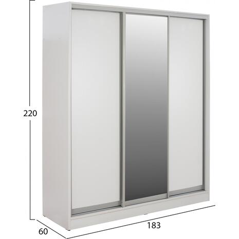 ΝΤΟΥΛΑΠΑ 3ΦΥΛΛΗ ΣΥΡΟΜΕΝΗ ΜΕ ΚΑΘΡΕΦΤΗ ADLER HM2461.03 ΜΕΛΑΜΙΝΗ ΛΕΥΚΗ 183x60x220Υ
