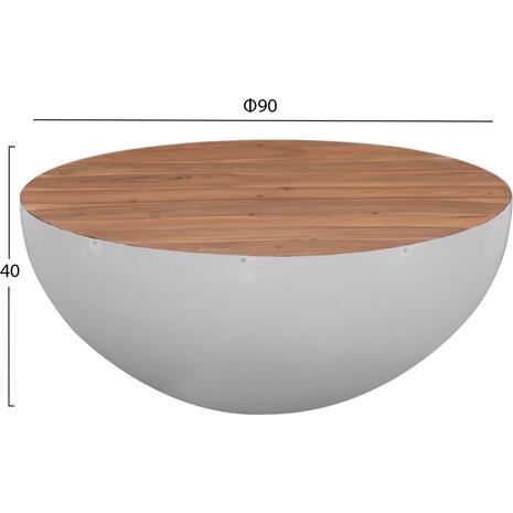 ΔΙΑΚΟΣΜΗΤΙΚΟ ΤΡΑΠΕΖΙ ΣΑΛΟΝΙΟΥ BOWL Φ90X40Yεκ. ΛΕΥΚΟ ΜΕ ΞΥΛΟ ΑΚΑΚΙΑΣ HM8717.03