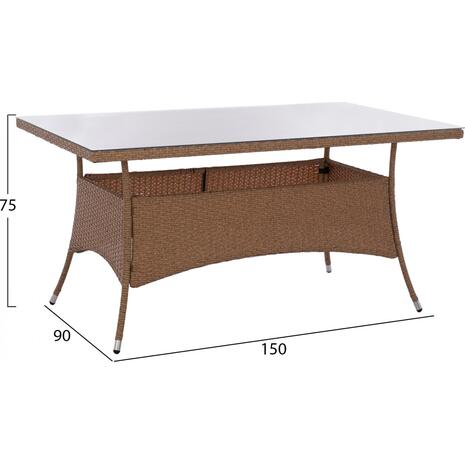 ΤΡΑΠΕΖΙ ΜΕΤΑΛΛΙΚΟ MINSK HM5507.02 WICKER ΜΠΕΖ/ΚΑΦΕ 150x90x75Υεκ.