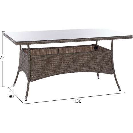 ΤΡΑΠΕΖΙ ΜΕΤΑΛΛΙΚΟ MINSK HM5507.01 WICKER ΓΚΡΙ 150x90x75Υεκ.