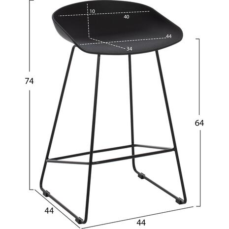 ΣΚΑΜΠΟ ΜΠΑΡ NAILA HM9299.02 ΜΑΥΡΟ ΜΕΣΑΙΟΥ ΥΨΟΥΣ 44x44x74Yεκ. (σετ 2 τεμαχίων)