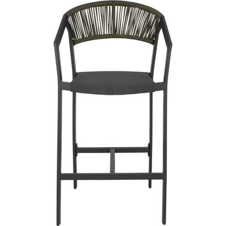 ΣΚΑΜΠΟ ΑΛΟΥΜΙΝΙΟΥ ΑΝΘΡΑΚΙ ΜΕ ΜΠΡΑΤΣΑ- RATTAN- ΧΑΚΙ TEXTLINE 56x58x105Y εκ.HM5892.04