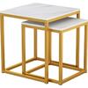 ΖΙΓΚΟΝ GRELAY 2 ΤΕΜ MDF ΟΨΗ ΜΑΡΜΑΡΟΥ & ΜΕΤΑΛΛΟ HM8762.11 45Χ45Χ50εκ. & 37Χ37Χ43 εκ.