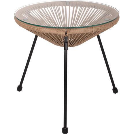ΤΡΑΠΕΖΙ ΒΟΗΘΗΤΙΚΟ ALLEGRA ΜΑΥΡΟ ΜΕΤΑΛΛΟ  ME TWISTED WICKER ΦΥΣΙΚΟ HM5873.01 Φ47Χ45Υεκ.