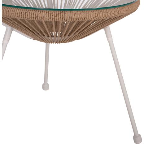 ΤΡΑΠΕΖΙ ΒΟΗΘΗΤΙΚΟ ALLEGRA ΜΕΤΑΛΛΟ ΛΕΥΚΟ ME TWISTED WICKER ΦΥΣΙΚΟ HM5873.02 Φ47Χ45Υεκ.