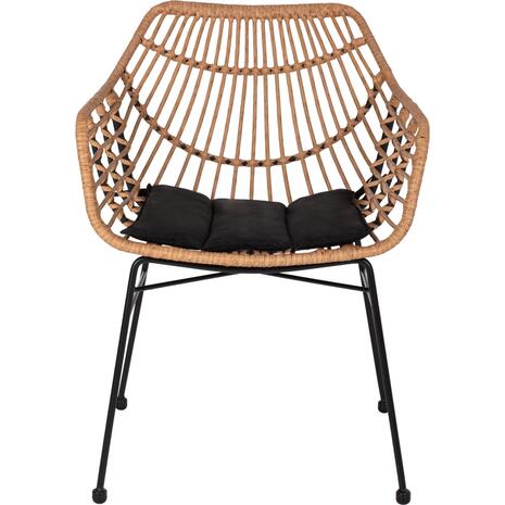ΠΟΛΥΘΡΟΝΑ ΕΠΑΓΓΕΛΜΑΤΙΚΗ ΜΑΥΡΟ ΜΕΤΑΛΛΟ RATTAN ΜΠΕΖ & ΜΑΞΙΛΑΡΙ HM5864.01 58,5x60,5x80 εκ.