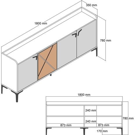 ΜΠΟΥΦΕΣ ΜΕΛΑΜΙΝΗΣ ΚΑΡΥΔΙ HM9433.04  180x35x78Υ εκ.