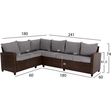 ΣΕΤ ΣΑΛΟΝΙ ΓΩΝΙΑ TRANQUILITY HM5895.02 5ΤΜΧ ΜΕ 2 ΣΚΑΜΠΟ ΚΑΙ ΤΡΑΠΕΖΙ ΚΑΦΕ