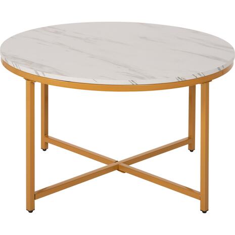 ΤΡΑΠΕΖΙ ΣΑΛΟΝΙΟΥ HM9420.01 WHITE MARBLE ΜΕΛΑΜΙΝΗ-ΧΡΥΣΗ ΜΕΤΑΛΛΙΚΗ ΒΑΣΗ Φ80x48,5Yεκ.