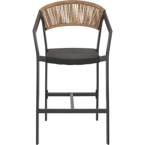 ΣΚΑΜΠΟ ΑΛΟΥΜΙΝΙΟΥ MIRI HM5892.15 ΜΕΣΑΙΟΥ ΥΨΟΥΣ RATTAN & TEXTLINE ΜΑΥΡΟ ΜΠΕΖ 55x56,5x99Υ