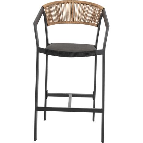 ΣΚΑΜΠΟ ΑΛΟΥΜΙΝΙΟΥ MIRI ΜΑΥΡΟ ΜΕ ΜΠΡΑΤΣΑ-RATTAN ΜΠΕΖ & TEXTLINE HM5892.05 56x58x105Y εκ. (Μπεζ)