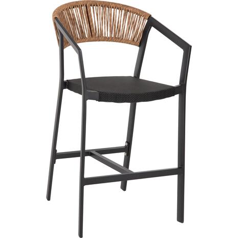 ΣΚΑΜΠΟ ΑΛΟΥΜΙΝΙΟΥ MIRI HM5892.15 ΜΕΣΑΙΟΥ ΥΨΟΥΣ RATTAN & TEXTLINE ΜΑΥΡΟ ΜΠΕΖ 55x56,5x99Υ